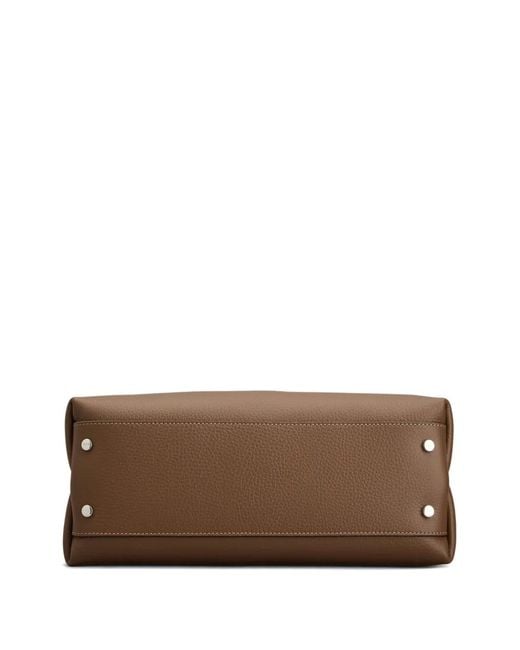 Tod's Brown Small Logo Charm Top Handle Tote Bag