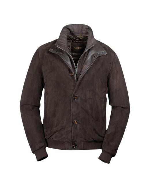 Moorer Gray Janos-Ur Suede Layered-Effect Jacket for men