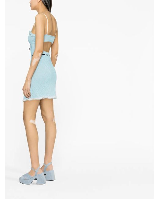 Cormio Blue Sheer-Coverage Knitted Dress