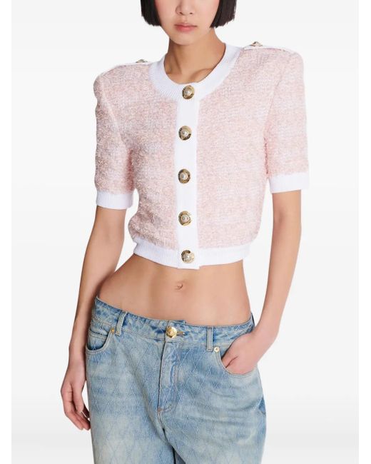 Balmain Cropped Vest in het Pink
