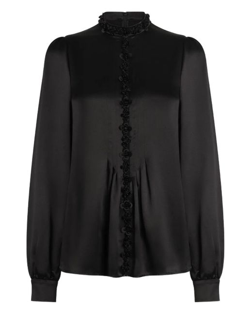 Dolce & Gabbana Black Silk Satin Blouse