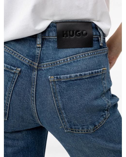 HUGO Blue Logo-Patch Straight-Leg Jeans