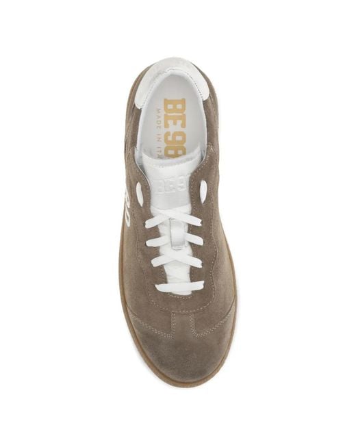 Be980 Brown Harvard 1 Logo-Embroidered Suede Sneakers