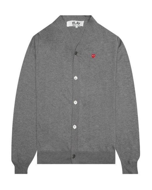 COMME DES GARÇONS PLAY Gray Heart-Patch Cardigan for men