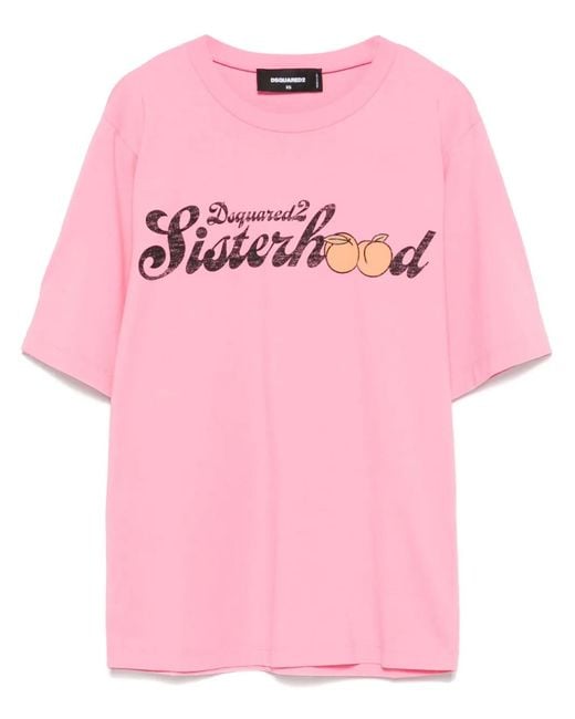 DSquared² Pink Logo-Print T-Shirt