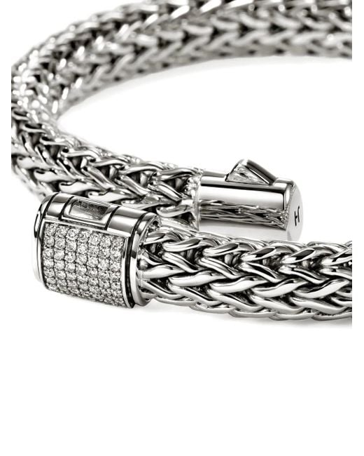 John Hardy Sterling Zilveren Schakelarmband Met Diamant in het White
