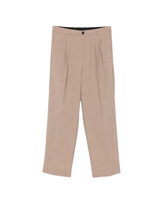 Amaranto Natural Pleated Trousers for men