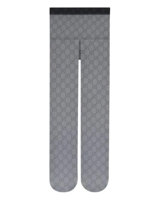Gucci Gray Gg-Print Stretch Socks
