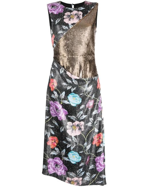 Puppets and Puppets White Mother Floral Sequin Midi Dress