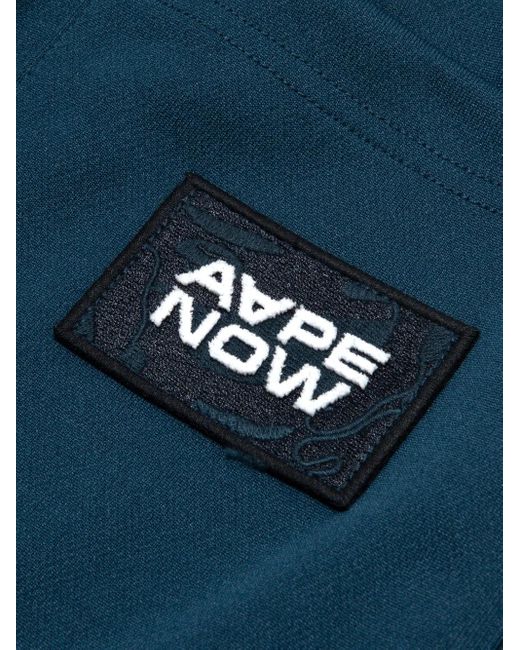 Aape By A Bathing Ape Blue Logo-Tape Track Shorts for men