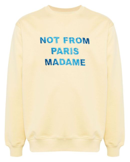 Drole de Monsieur Yellow Slogan-embroidered Sweatshirt for men