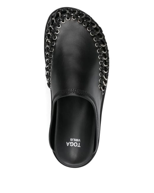 Toga Virilis Gray Chain-Embellished Leather Mules for men
