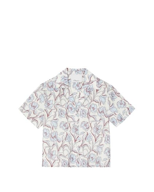 3.1 Phillip Lim White Floral Buttoned Shirt