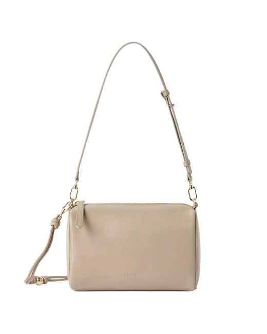 Furla Natural Sac À Bandoulière En Cuir À Logo Imprimé