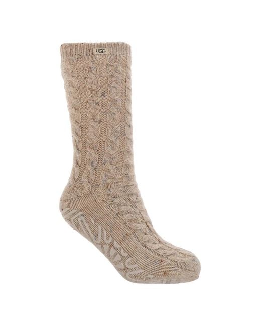 Ugg White Cable-Knit Anti-Slip Socks