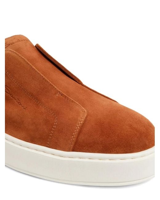 Santoni Brown Suede Sneakers for men