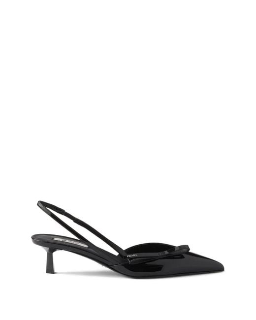 Prada Black Patent Leather Slingback Pumps