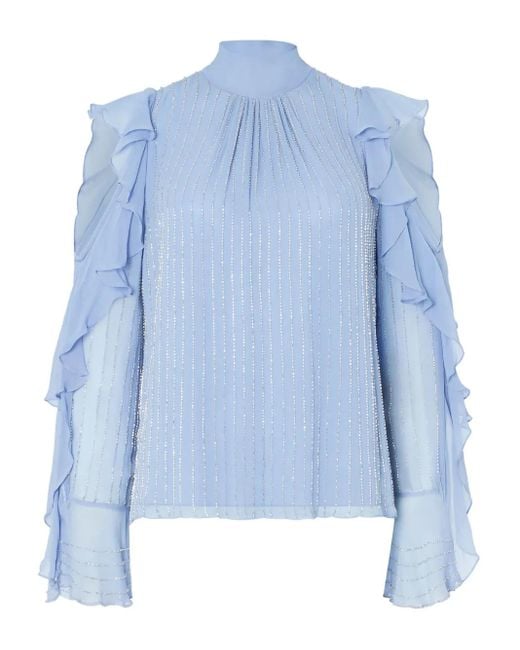 Temperley London ラッフルスリーブ ブラウス Blue