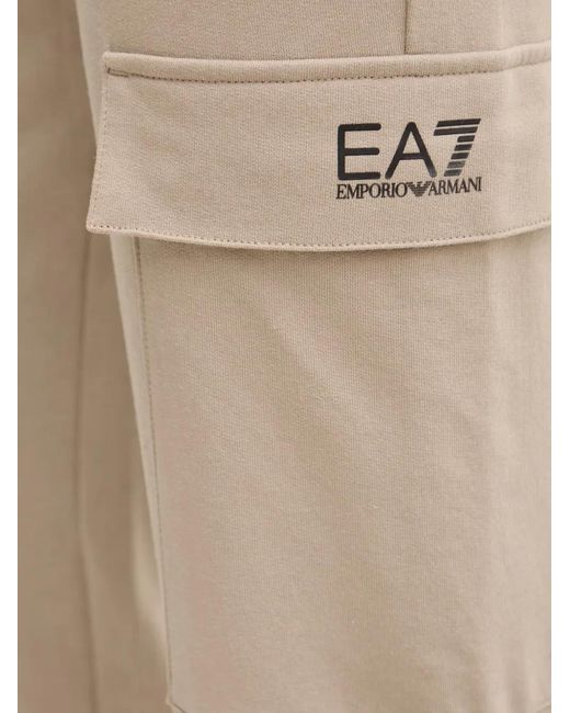 EA7 Natural Logo-Print Cargo Pants for men