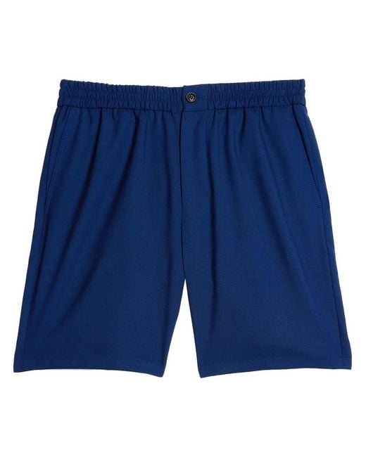AMI Blue Straight-Leg Wool Shorts for men