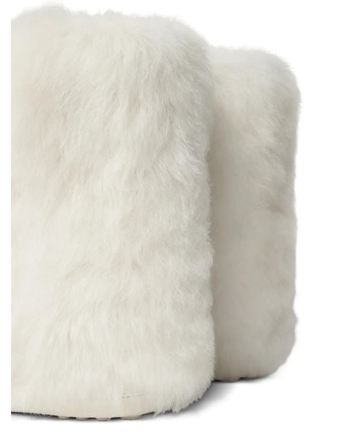 Versace White Gianni Ribbon Shearling Boots
