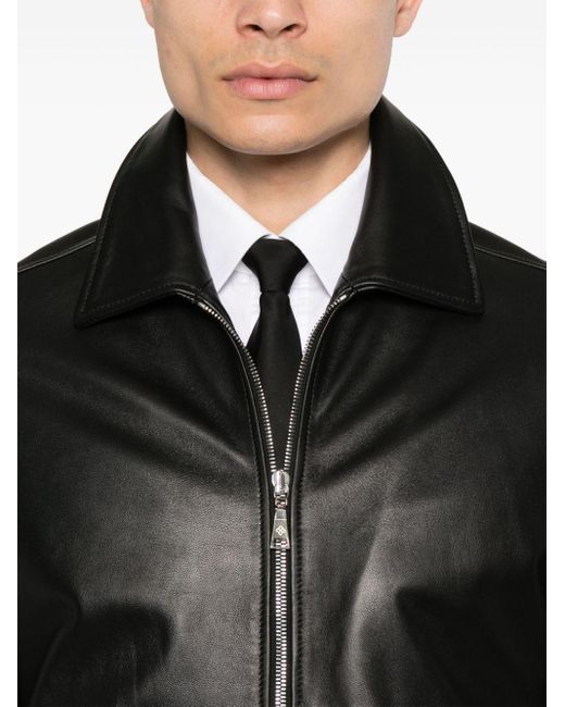 Tagliatore Lederjacke mit Reißverschluss in Black für Herren