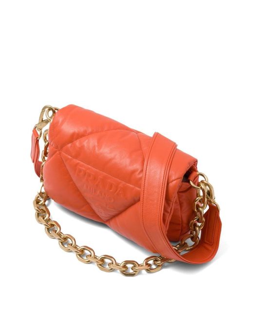 Prada Quilted Nappa Leather Shoulder Bag in Orange | Lyst