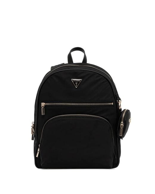 Guess Black Zip Logo-Plaque Backpack