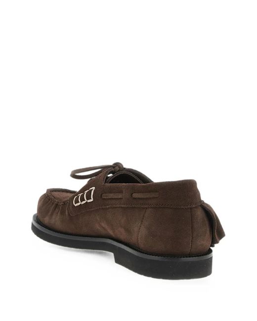J.W. Anderson Brown Ruffle-Trimmed Suede Boat Shoes for men