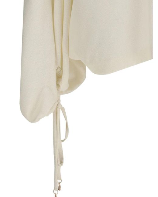 Gabriela Hearst White Blouse Drapée Wilmer À Lien De Resserrage
