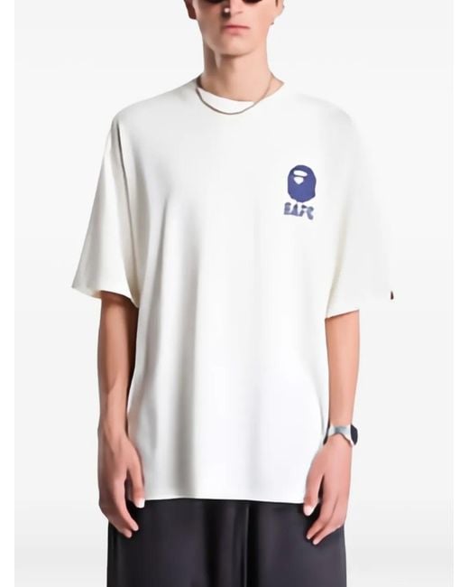 A Bathing Ape White T-Shirt Décontracté À Logo Imprimé