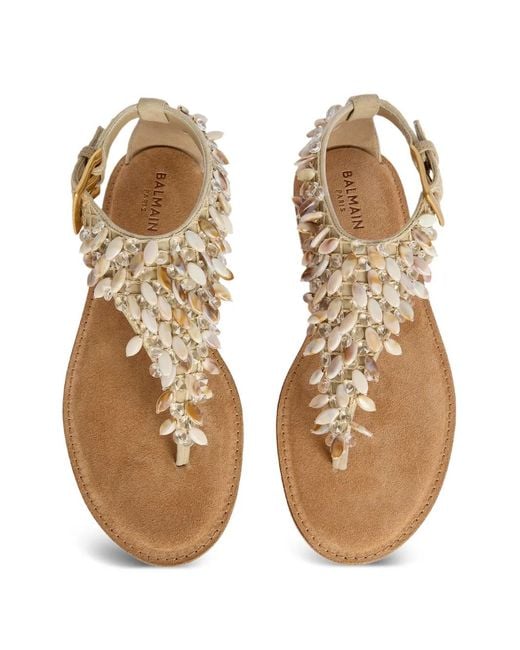 Balmain Natural Flat Sandals
