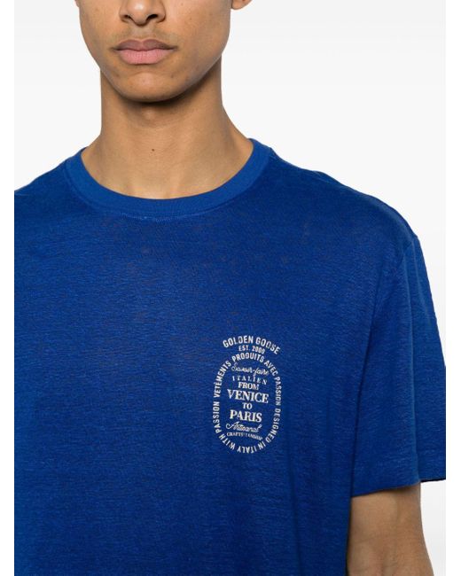 Camiseta con logo estampado Golden Goose Deluxe Brand de hombre de color Blue