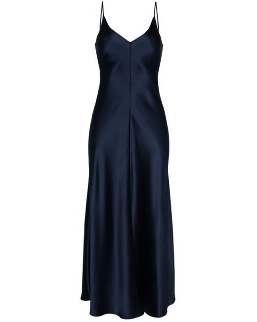 Voz Blue V-neck Slip Silk Dress