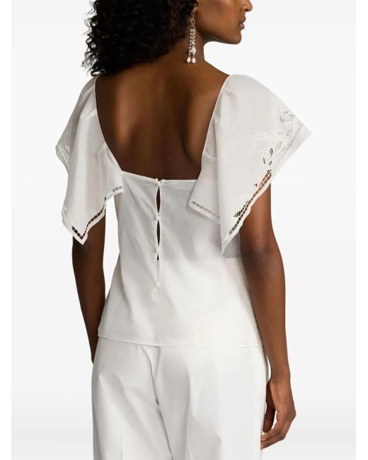 Ralph Lauren White Lace-Detail Top