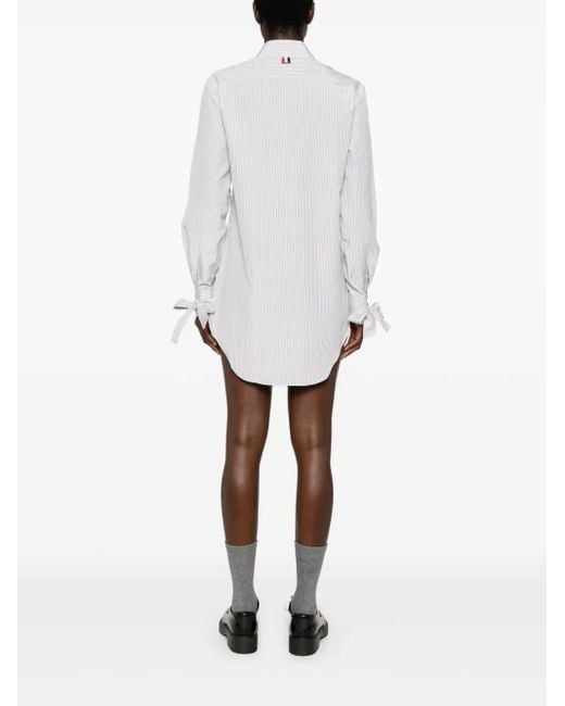 Thom Browne White Bow-Cuff Shirt Dress