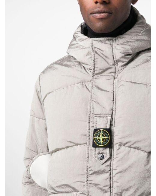 Stone Island Gray Eco-nylon Reverisble Down Jacket for men