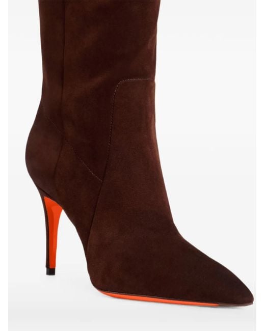 Santoni Brown Pointed-Toe Suede Boots