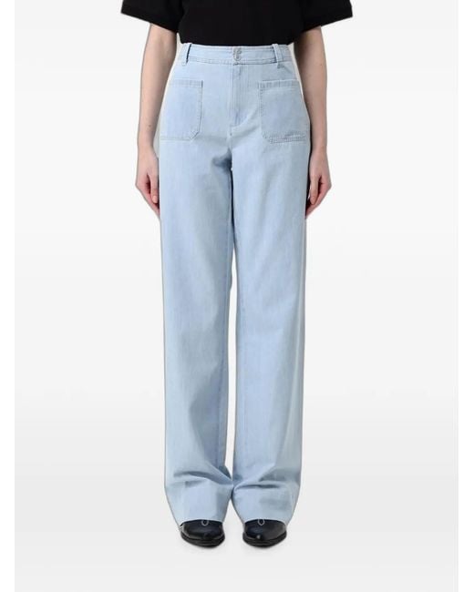 A.P.C. Blue Patch-Pocket Wide-Leg Jeans