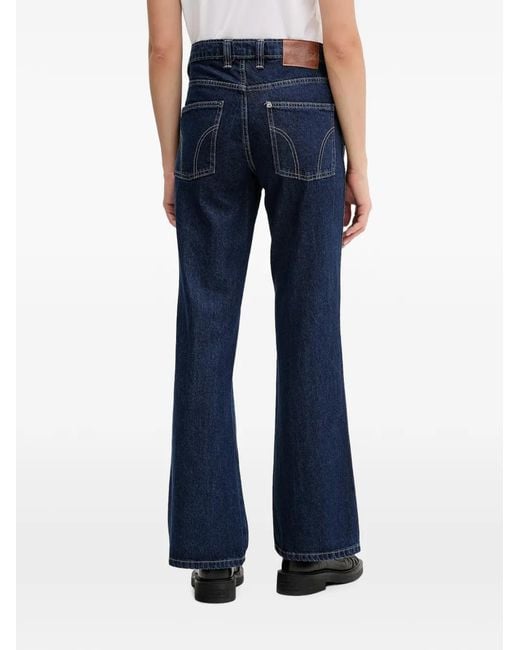 Dickies Blue Logo-Patch Flared Jeans