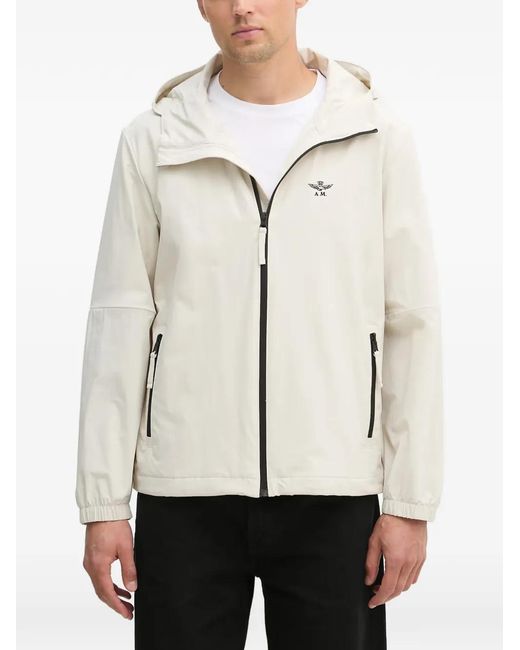 Aeronautica Militare Natural Logo-Embroidered Hooded Jacket for men