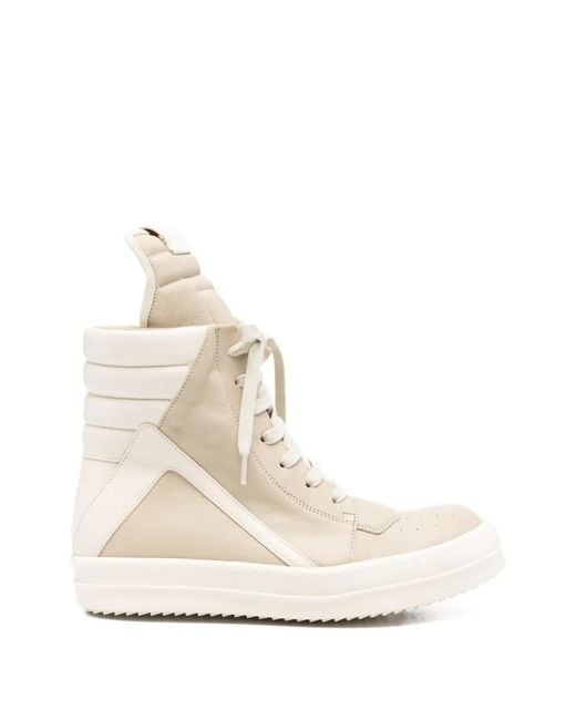 Rick Owens Natural Geobasket High Top Sneakers