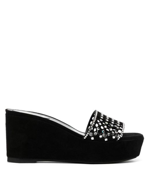 Rene Caovilla Black 90mm Crystal-embellished Platform Sandals