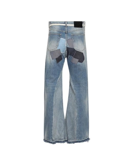 RRR123 Blue Patchwork Distressed Jeans for men