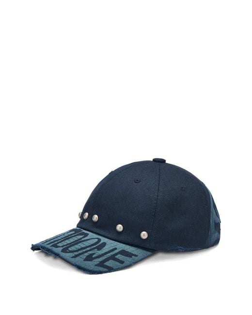 we11done Blue Studded Distressed Baseball Cap for men