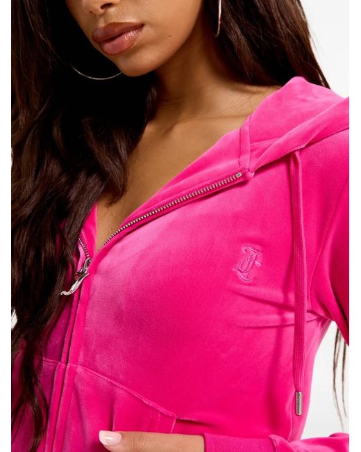 Juicy Couture Pink Velour Cropped Hoodie