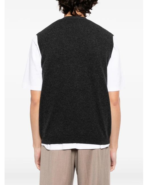 N.Peal Cashmere Black Cashmere Sleeveless Cardigan for men