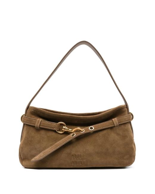 Miu Miu Brown Aventure Schultertasche aus Wildleder
