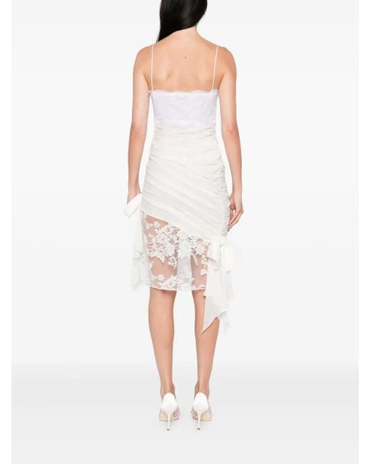 Alessandra Rich White Draped Lace Mini Dress