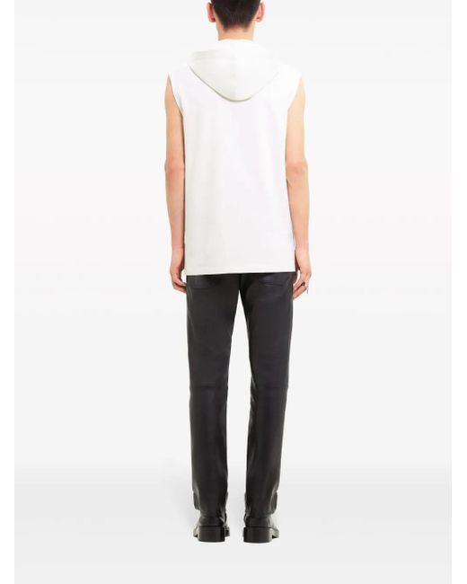 Courreges Natural Logo-Appliqué Sleeveless Hoodie for men